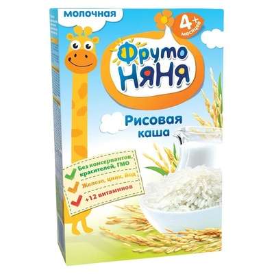 (БЗМЖ) Каша Фруто Няня молоко, рис 200 г.