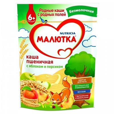 Каша Малютка Нутриция б/молоч. пшеничная с яблоком и персиком